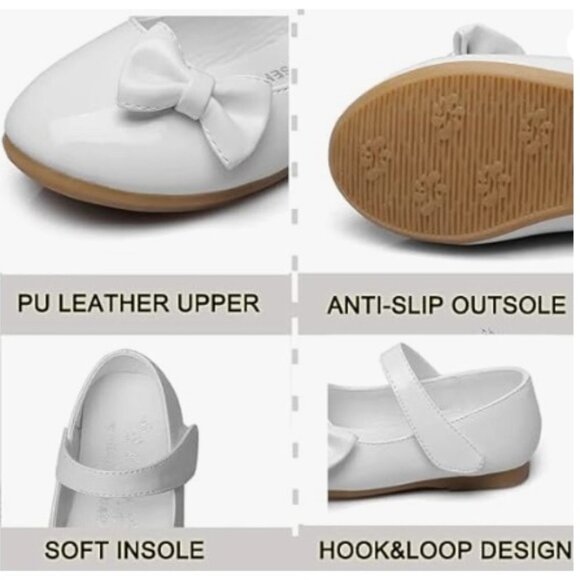 Mary Jane Flats for Girls, White Patent Dress Shoes Kids 1.5 - Picture 6 of 6